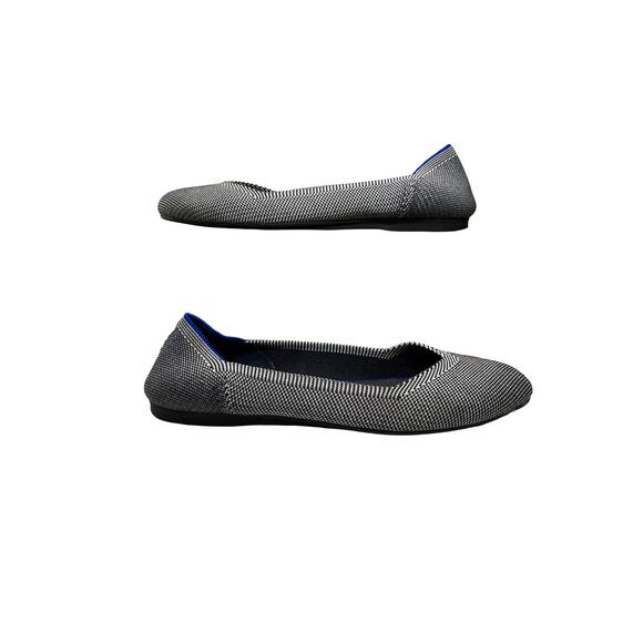Rothy’s The Flat Navy & White Herringbone Knit Ballet Flats Size Round Toe 9.5 - Picture 8 of 9